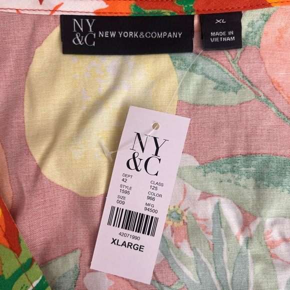 New York & Co NWT Fruit-Print O-Ring Poplin Top Size XL - Picture 6 of 8